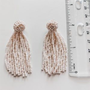 Bridal Beaded Cream Tassel Earrings!